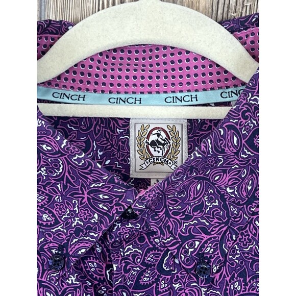 Cinch Shirt Mens XL Purple Paisley Button Down Flip Cuff  Western Cowboy Rodeo - Picture 3 of 16